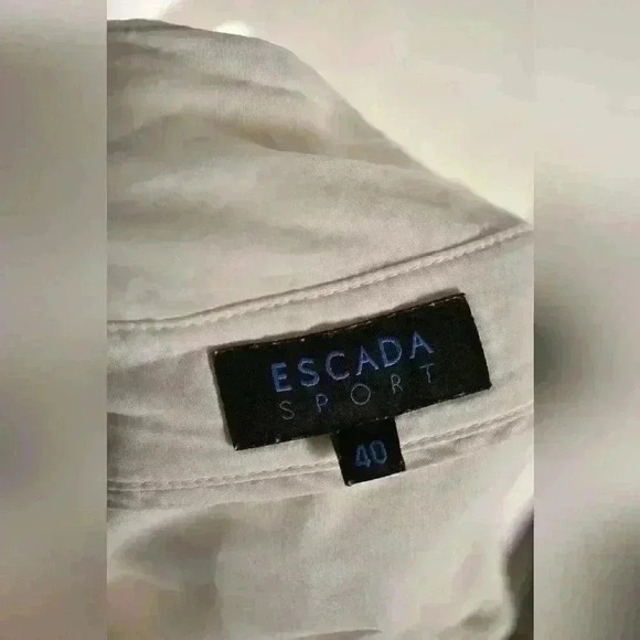 1990s ESCADA SPORT White Silk Cotton Floral Embroidered  Victorian Blouse M - Picture 5 of 7